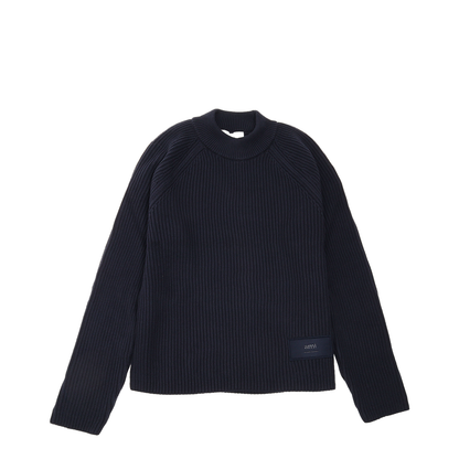 Navy Roll Neck Sweater Night Blue Red - Image 1