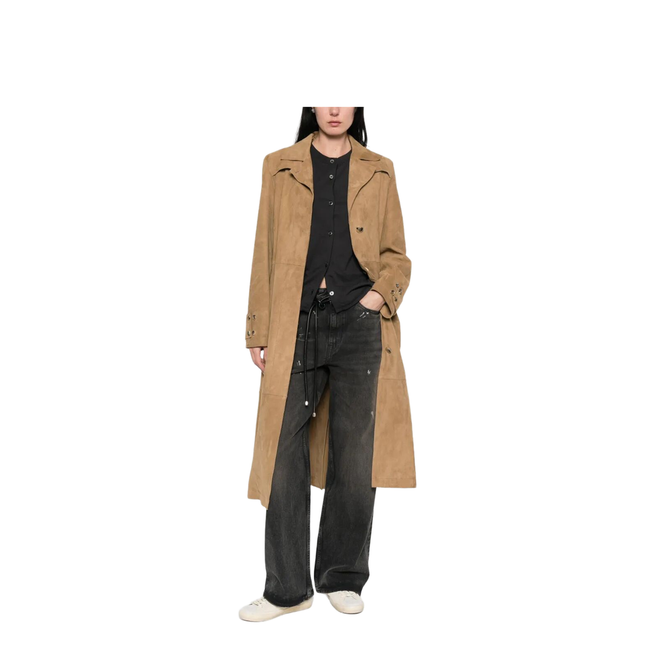 WAXED TREATMENT WITH LIVED-IN EFFECT SUEDE TRENCH COAT - Image 2