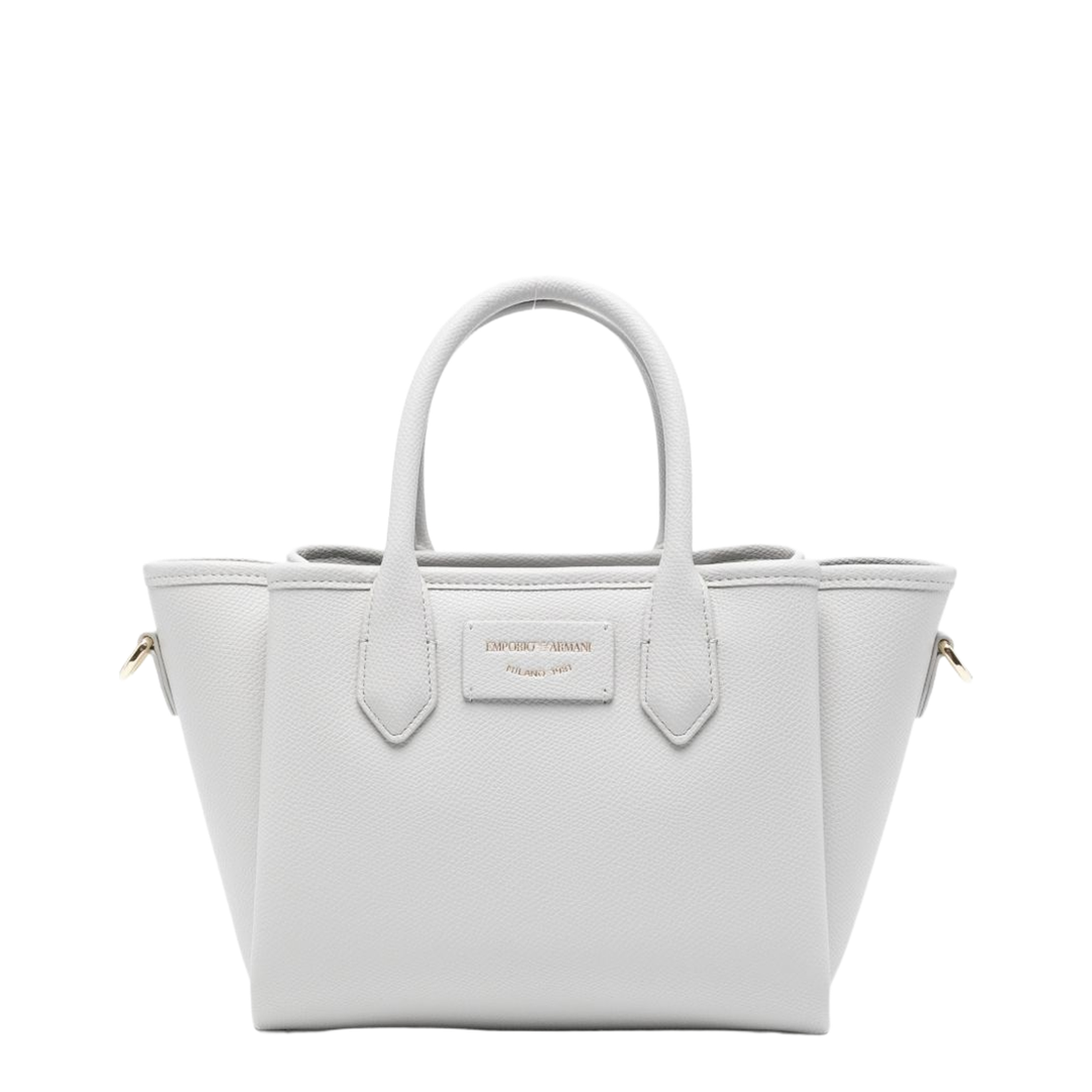 Small Shopper Bag With Palmellato Finish Small Polyurethane Tote Bag - Grigio chiaro - Image 1