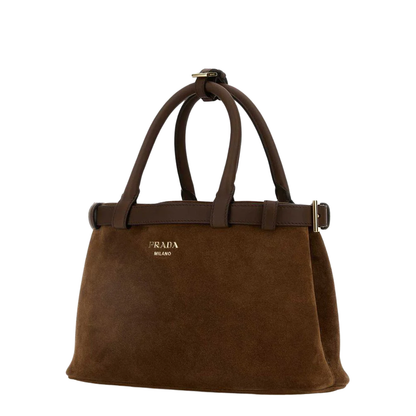 Brown Suede Buckle Handbag - Image 2