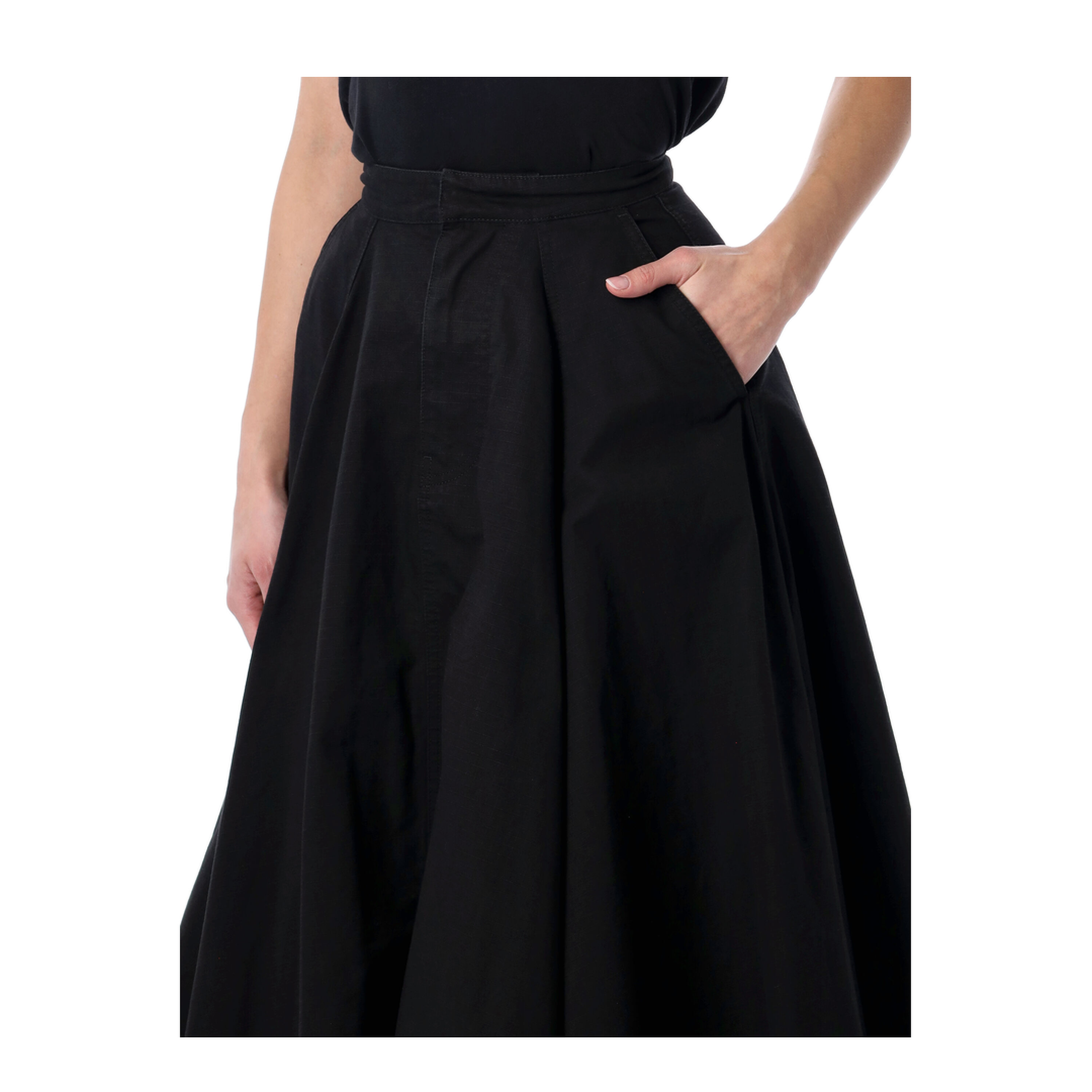 Godet Maxi Skirt in Black - Image 3