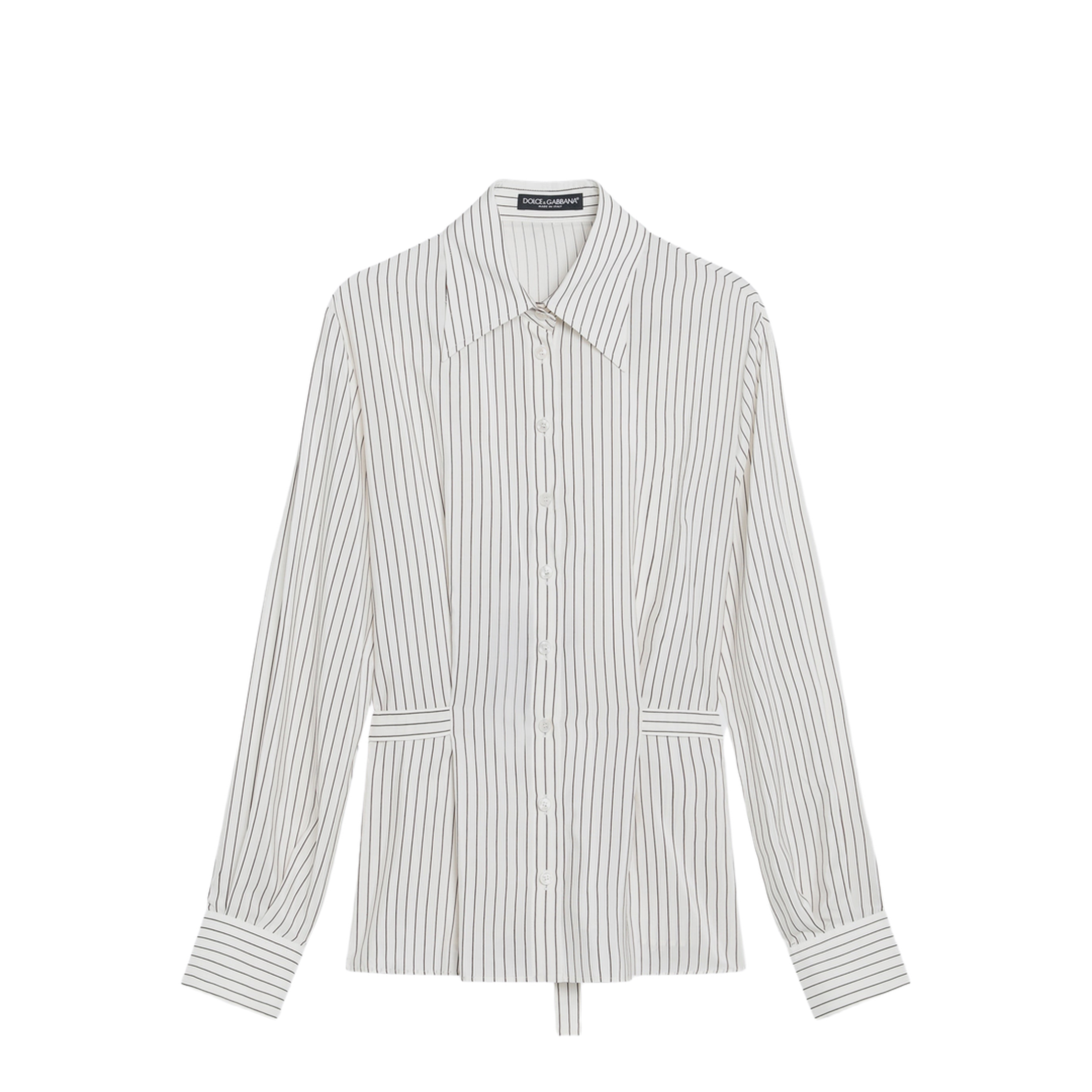 White Pinstriped Shirt in Silk and Cotton - Image 1