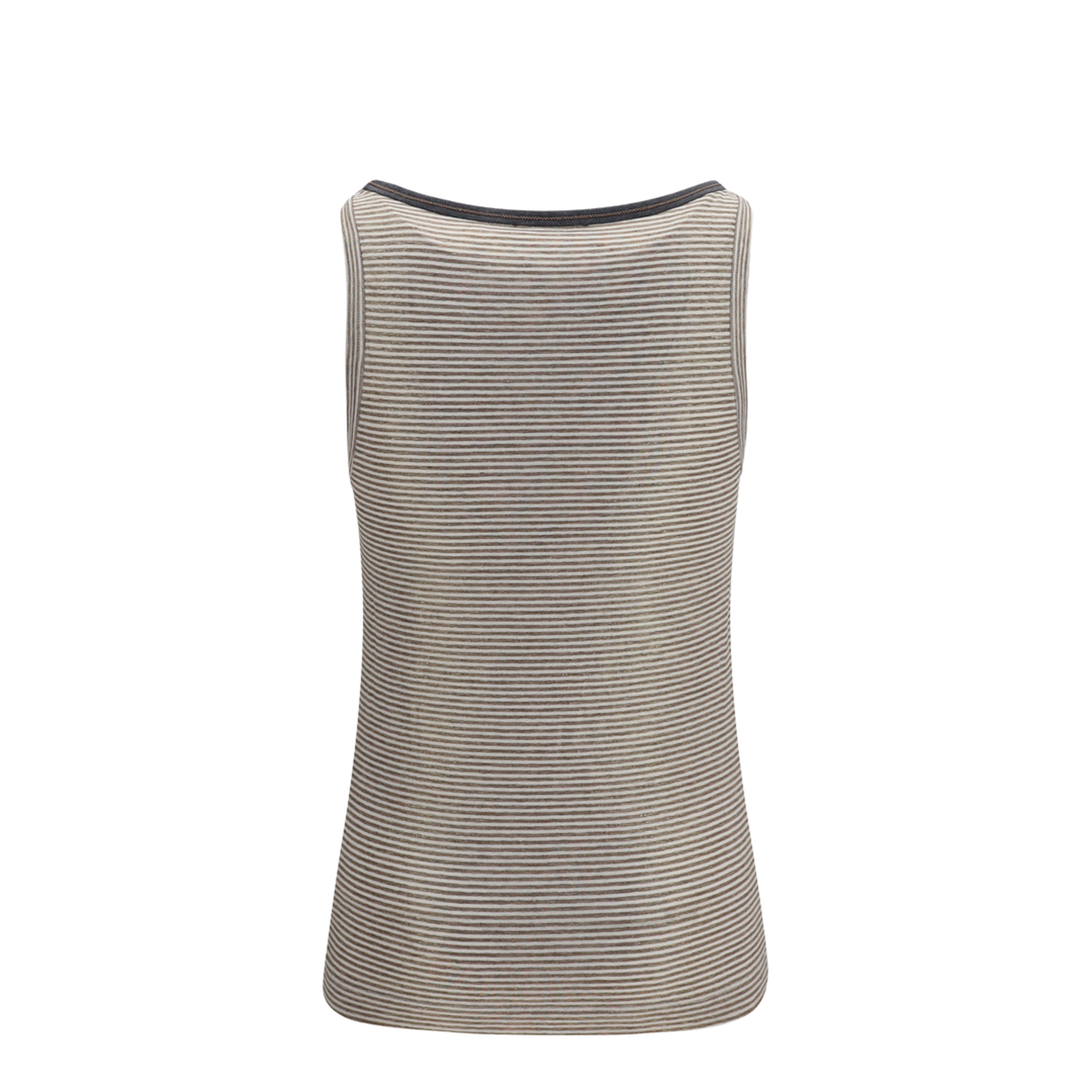 Striped Linen Lamé Jersey Tank Top with Glossy Finishes - Image 2