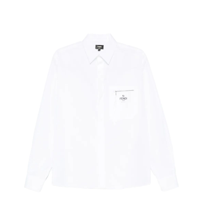 Boxy Fit Cotton Shirt with Zip Pocket - Image 1