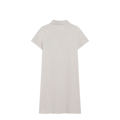 Beige Mélange Cotton Polo Dress - Image 2