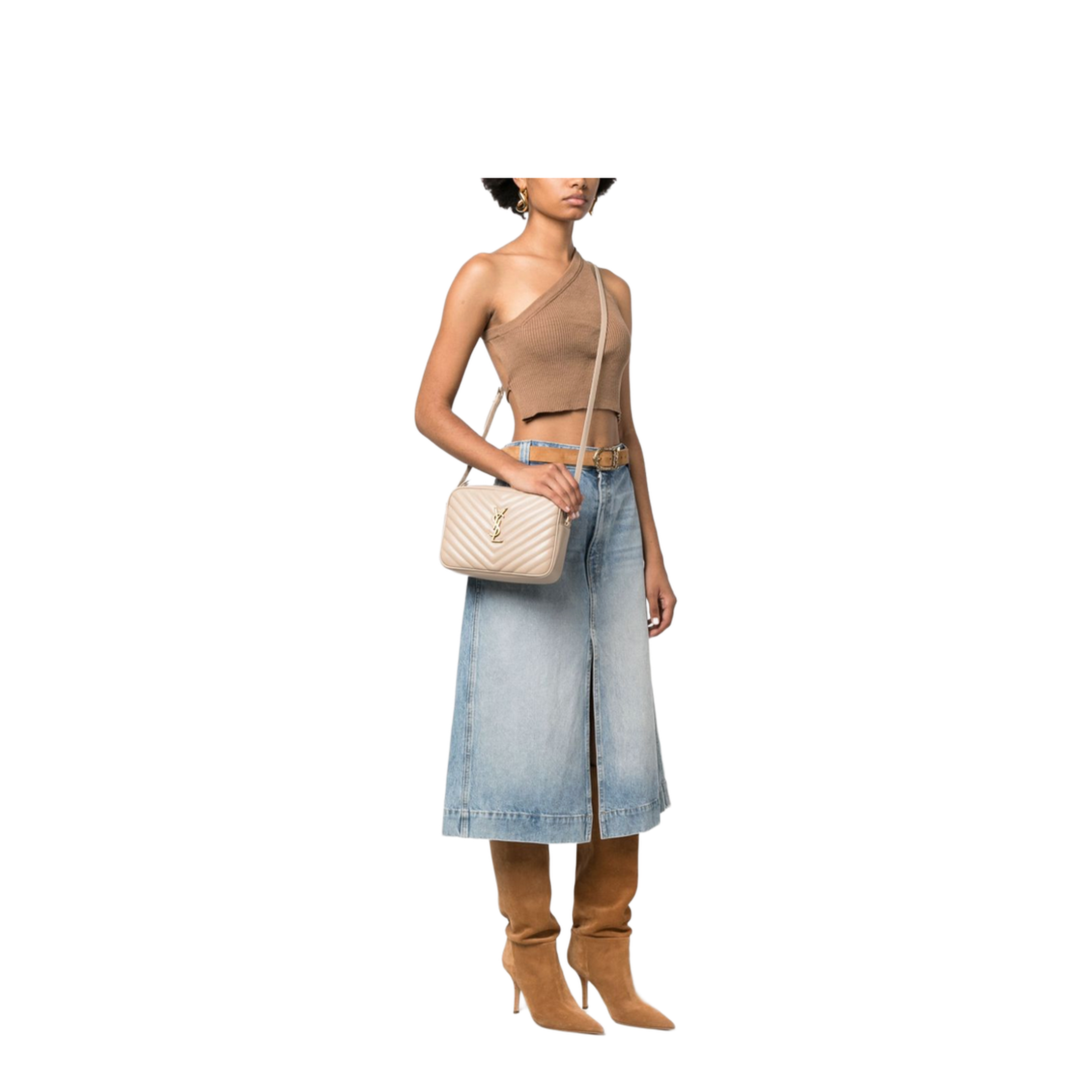 Lou Calfskin Crossbody - Dark Beige - Image 2