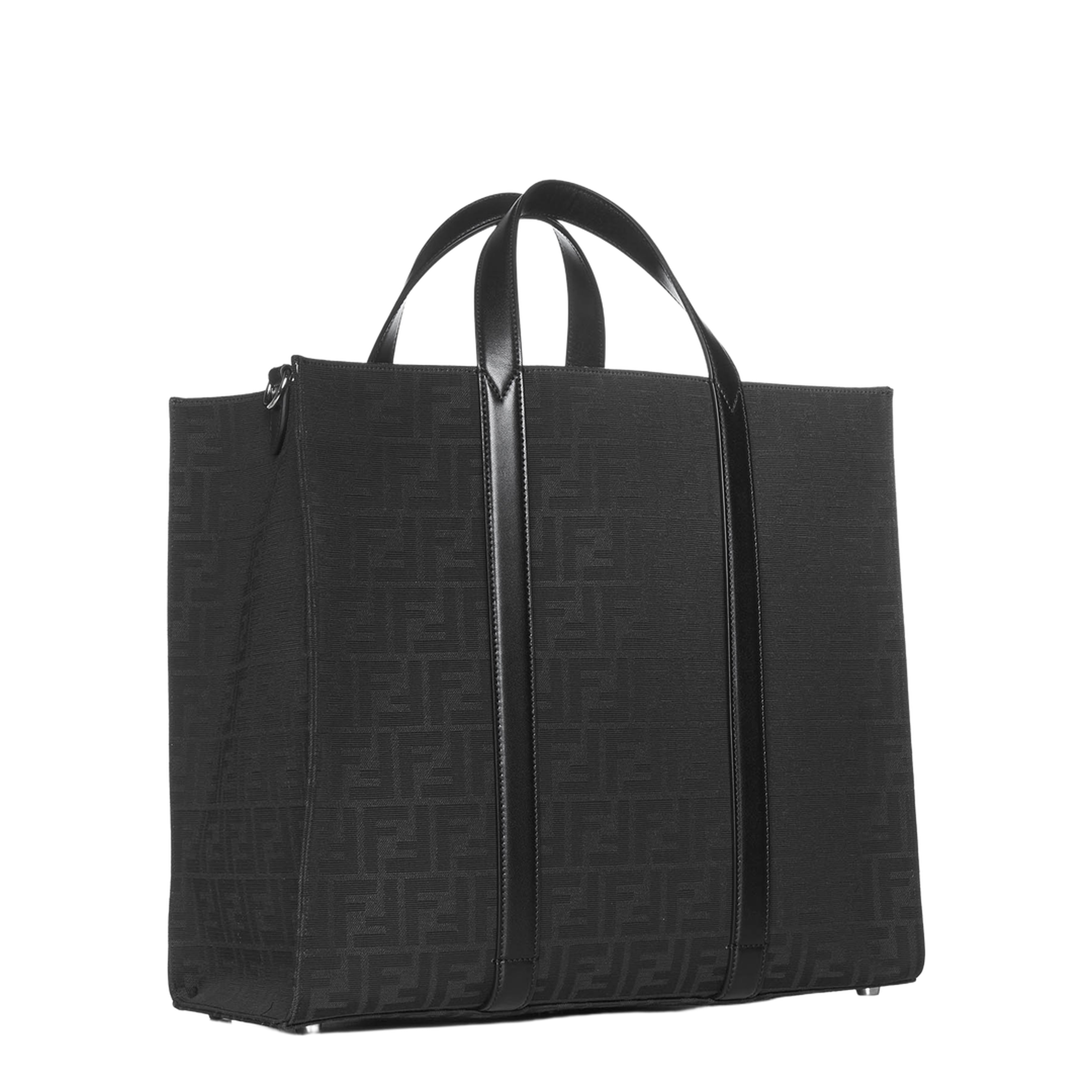 FF Jacquard Shopper Tote - Grey/Black - Image 2