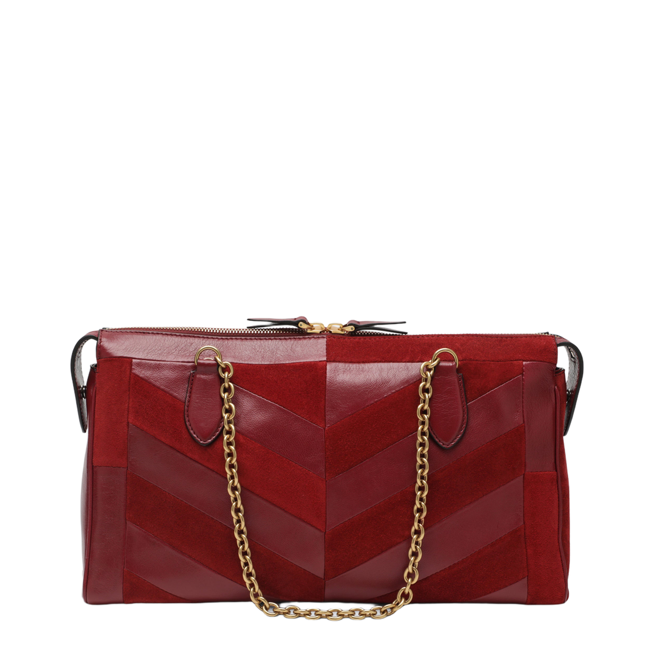 Medium Panthea Shoulder Bag in Suede and Nappa Leather with Chevron Pattern - Image 2