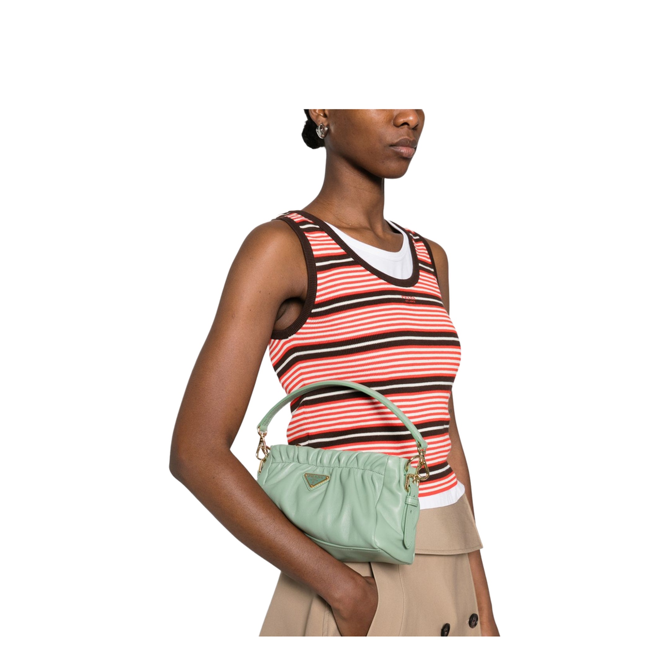 Gathered Nappa Handbag - Acquamarina - Image 4