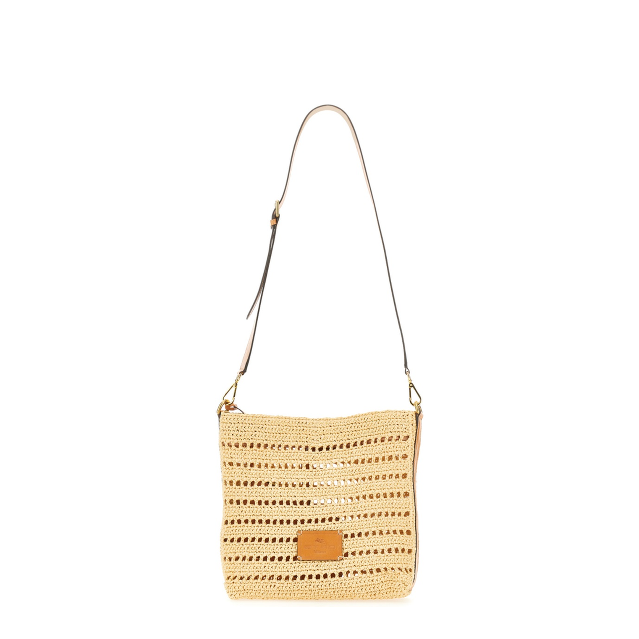 Perforated Raffia Shoulder Bag - Image 1