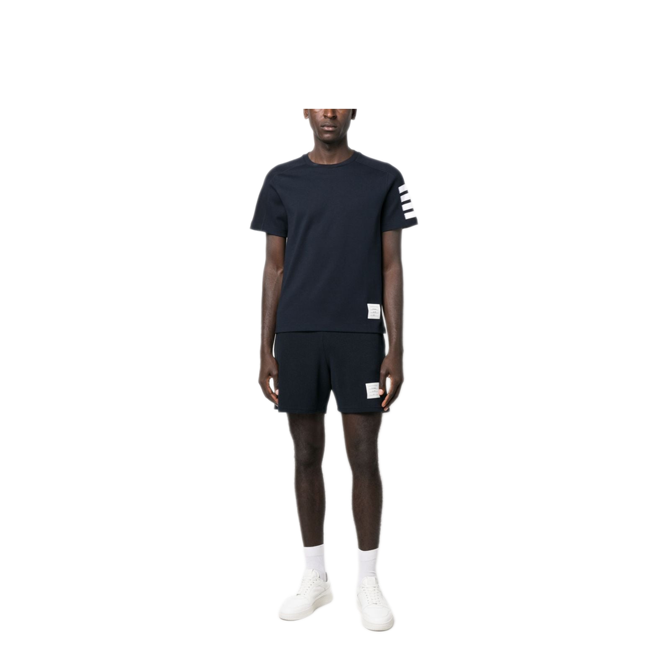 Short Sleeve Tee with 4 Bar Stripe in Milano Cotton - Image 2