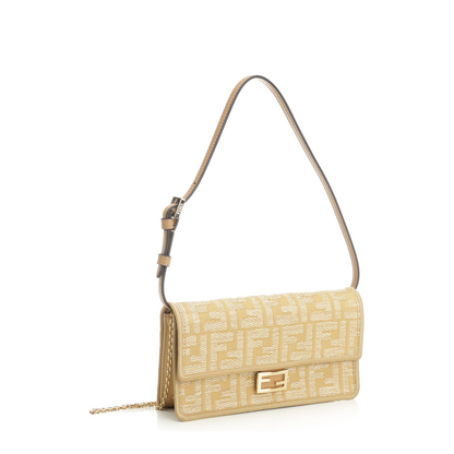 Baguette Jacquard Shoulder Bags - Beige - Image 2