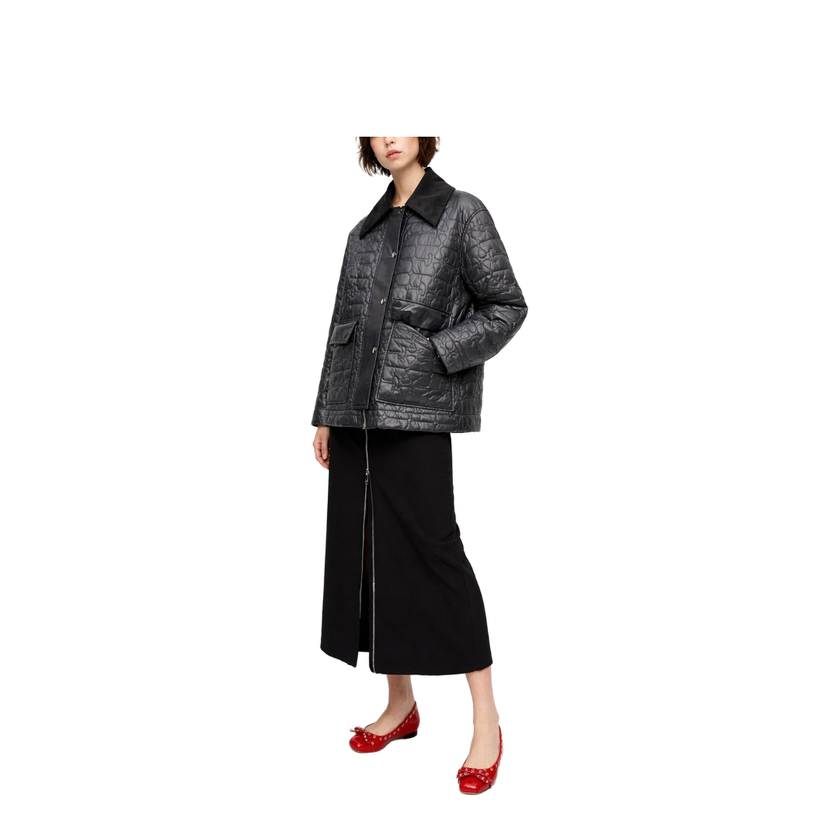 Dark Grey Quilted Jacket - Image 2
