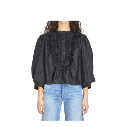 Gathered Ruffle Top in Technical Taffeta - Image 1