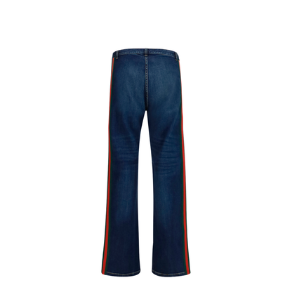 Cotton Jeans with Web Stripe - Image 2