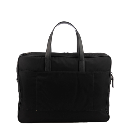 Re-Nylon Medium Saffiano Leather Briefcase - Black - Image 5