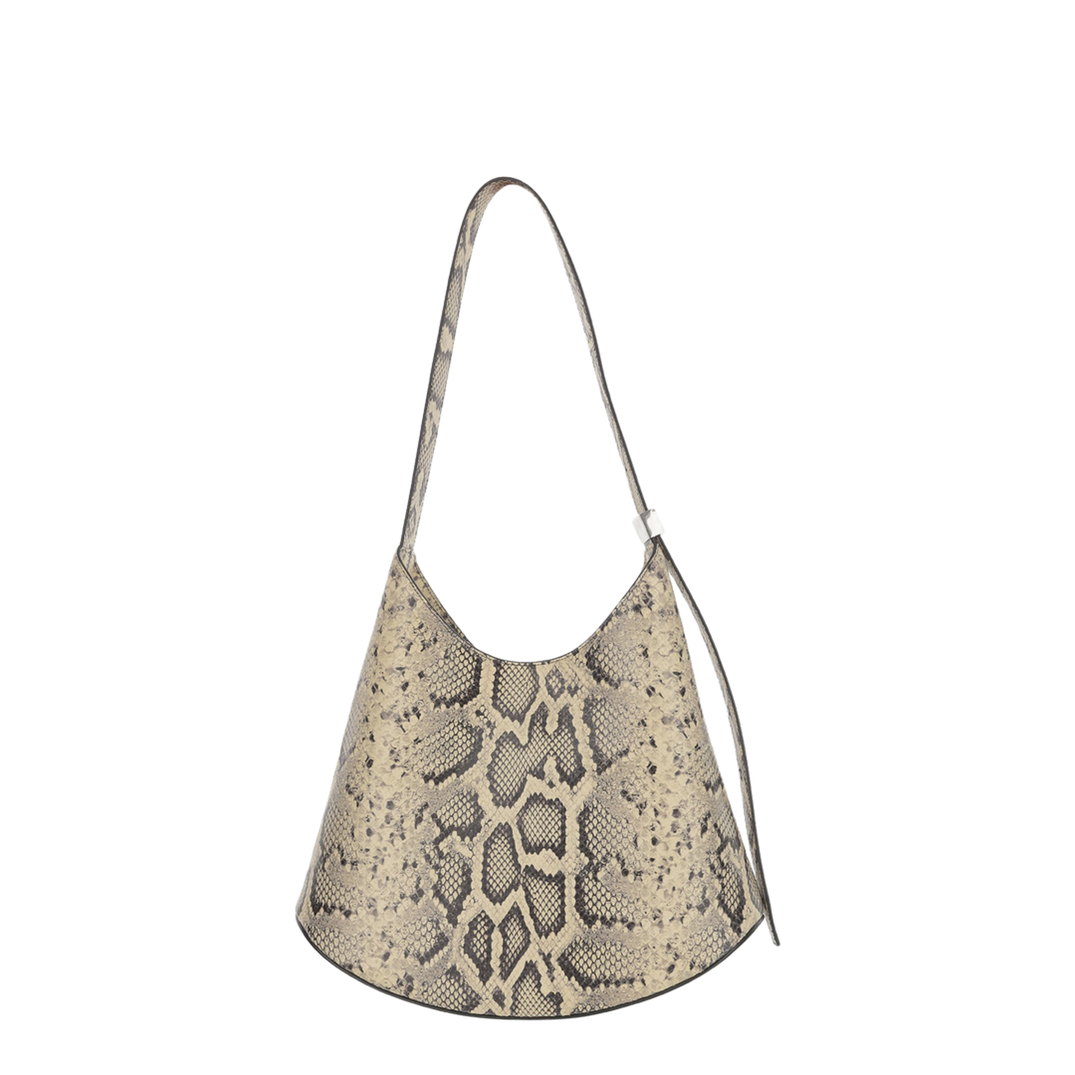 Eldorado Medium Python-Print Leather Shoulder Bag - Sand Beige - Image 1