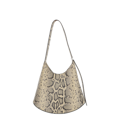 Eldorado Medium Python-Print Leather Shoulder Bag - Sand Beige - Image 1