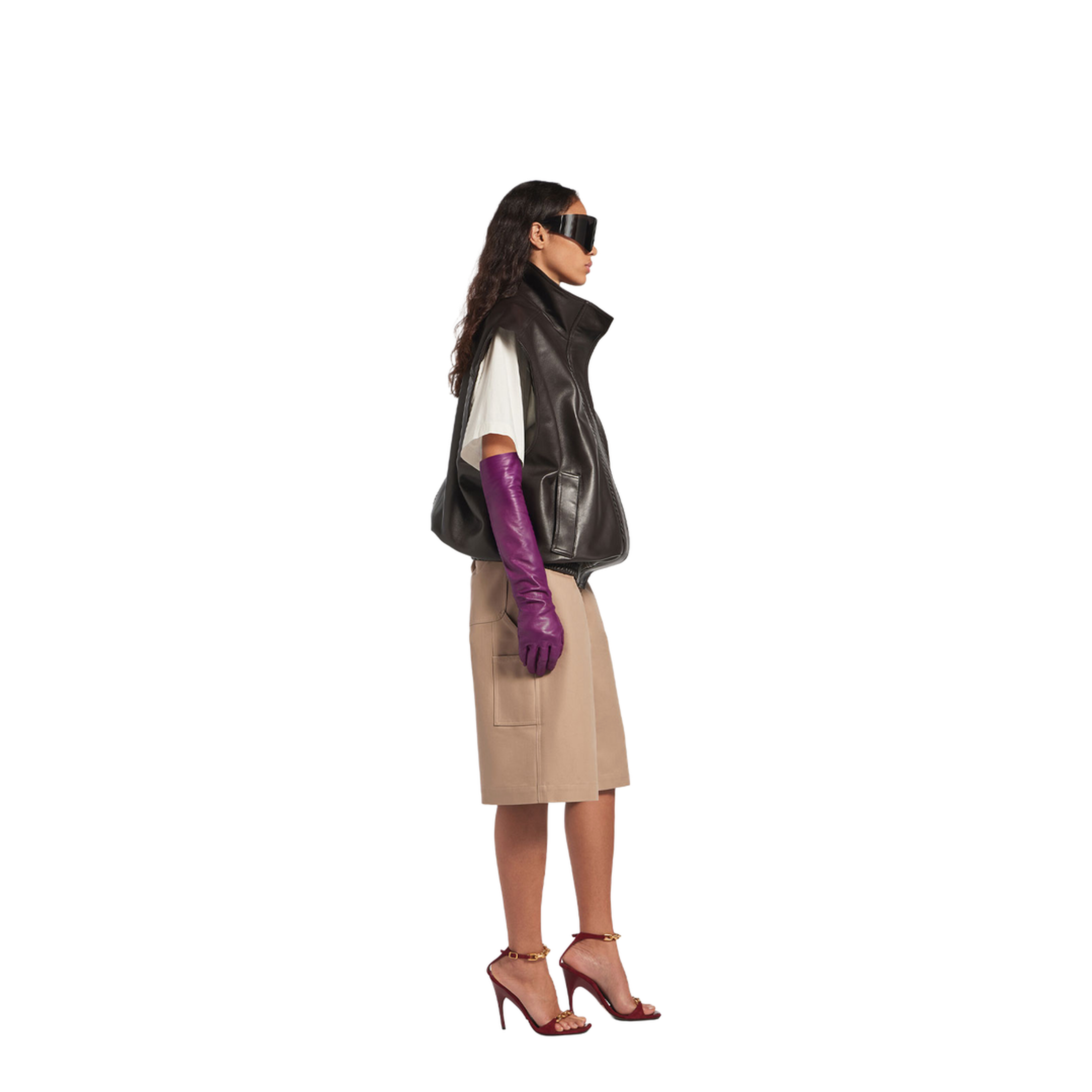 Sleeveless Blouson in Shiny Soft Lambskin - Image 3