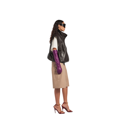 Sleeveless Blouson in Shiny Soft Lambskin - Image 3