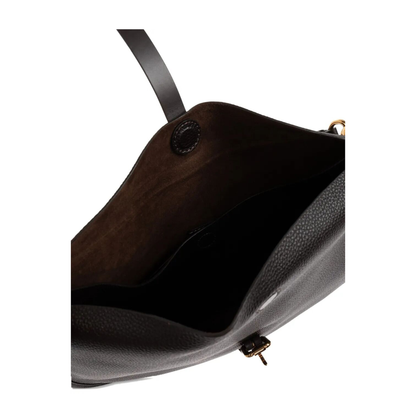 Buckle-Fastening Extra-Large Leather Shoulder Bag - Image 4