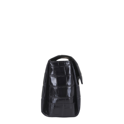 T-Clutch Croco-Embossed Leather Clutch - Black - Image 2