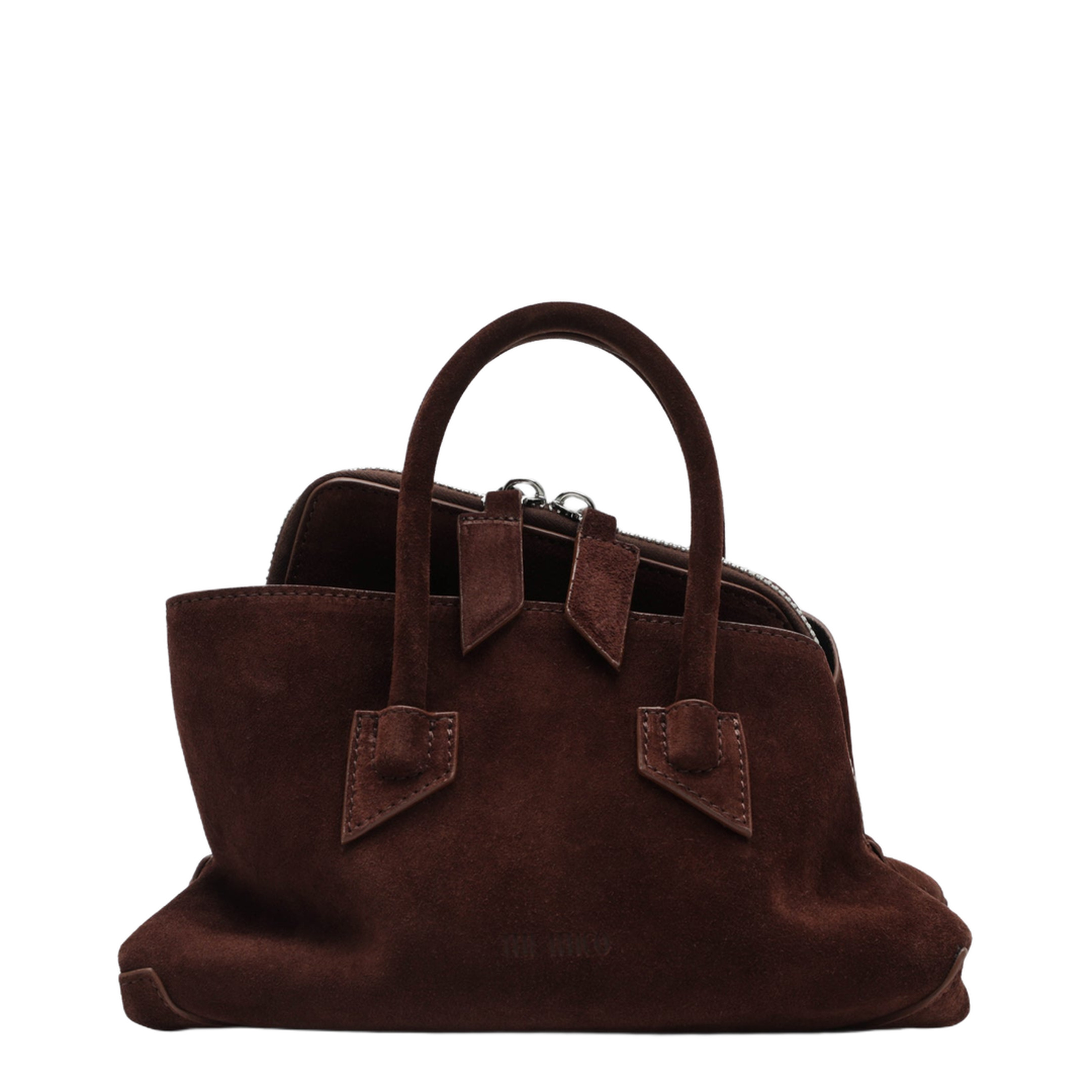 La Passeggiata Mini Suede Top-Handle Bag - Light Brown - Image 1