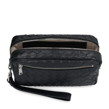 Intrecciato Leather Pouch - Black - Image 5