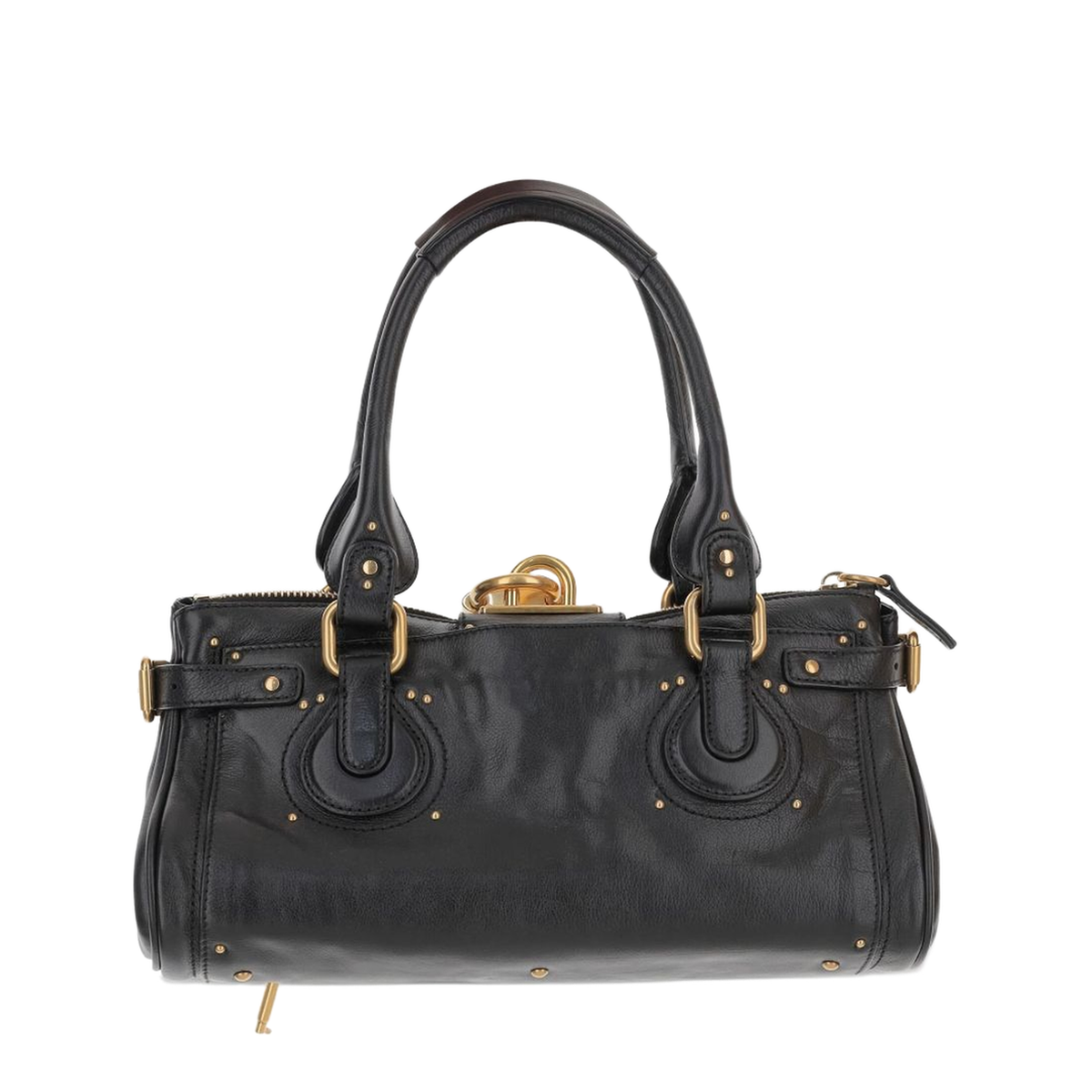 Paddington Grained Buffalo Leather Shoulder Bag - Black - Image 4