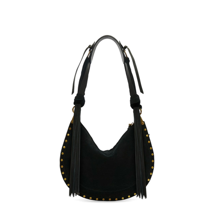 Oskan Soft Zip Suede Calfskin Shoulder Bag - Black - Image 2