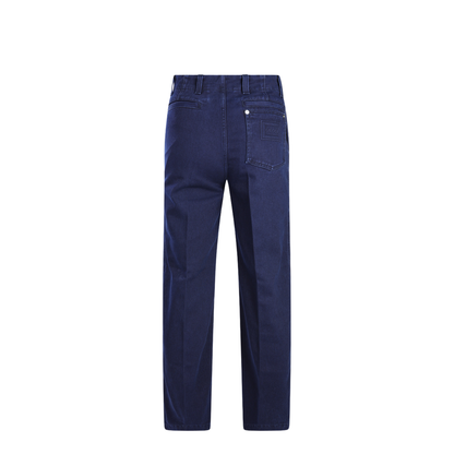 Washed Denim Pant with Embossed Label in Dark Blue - Image 3