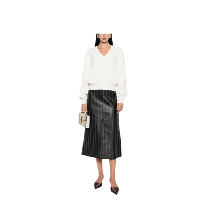 Relaxed Fit V-Neck Cotton Blend Sweater - Image 4