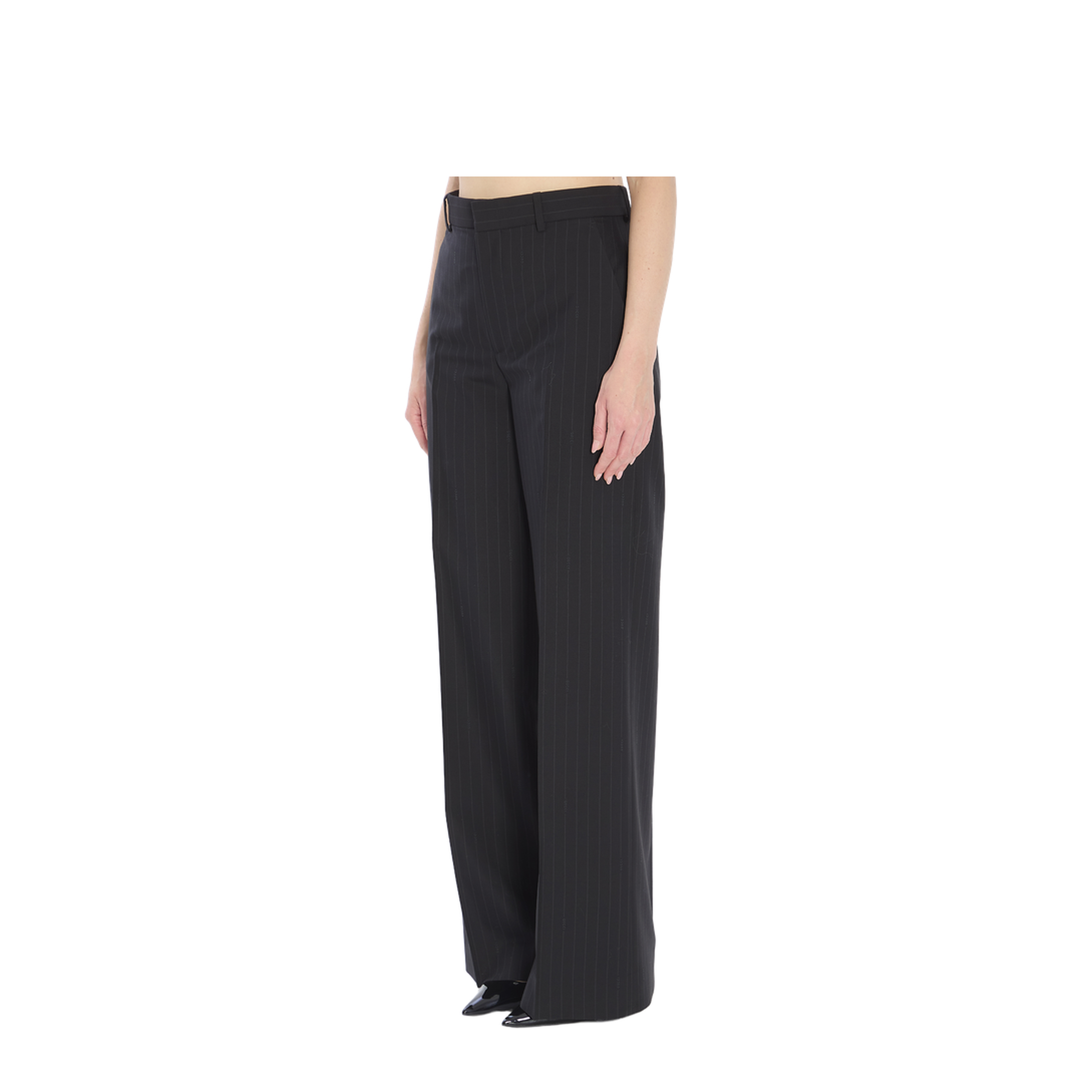 Pinstriped Wool Trousers - Image 2