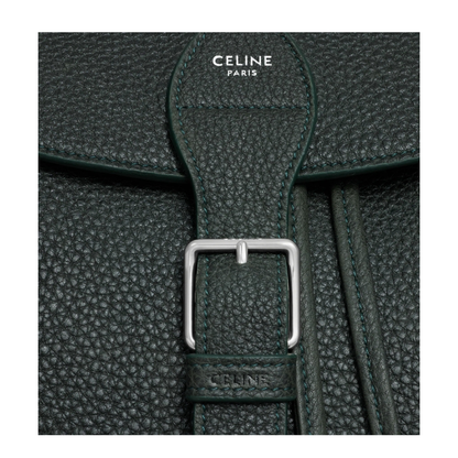 Large Backpack Folco in Grained Calfskin - Night Green - Image 4