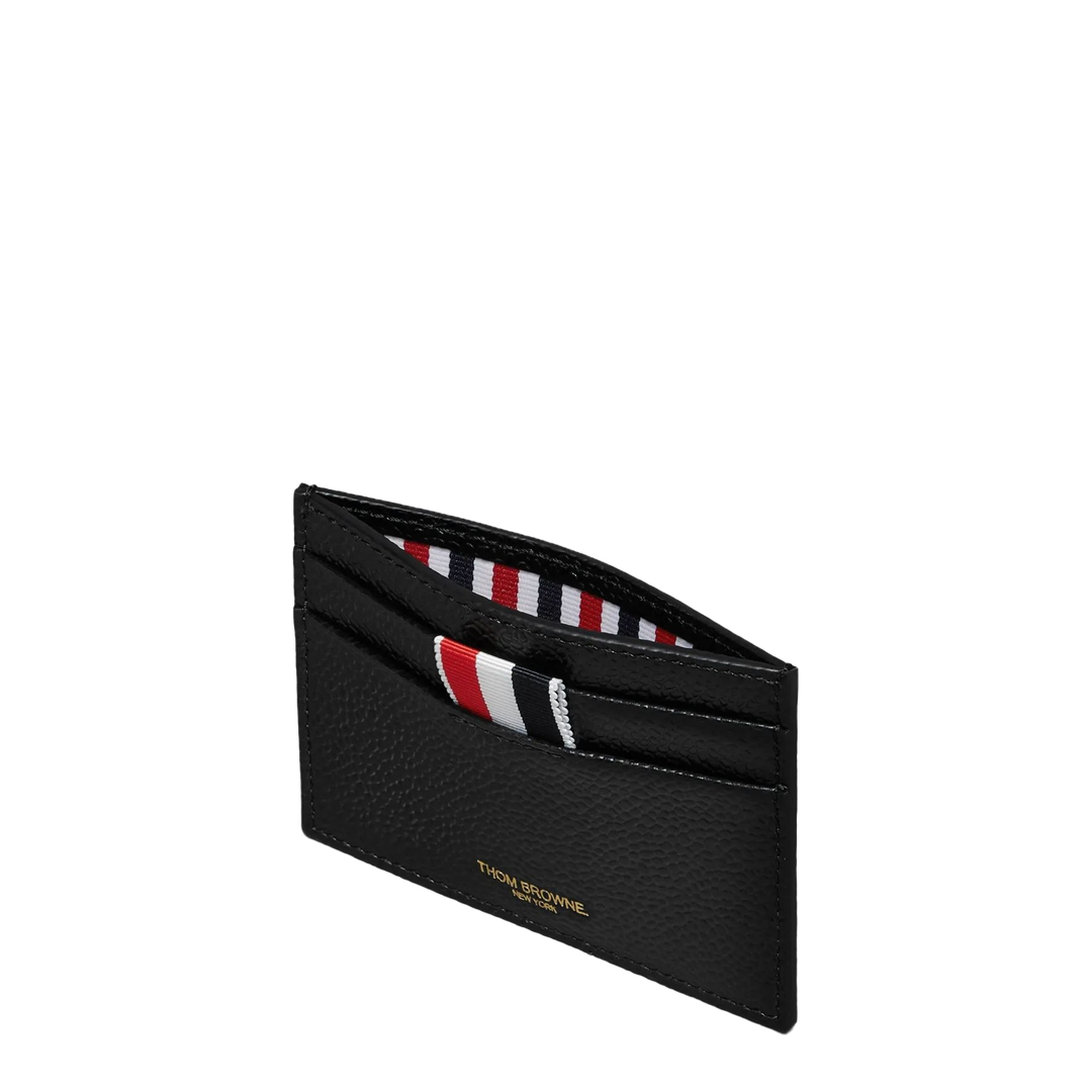 Pebble Grain Goose Embroidery Single Card Holder - Black - Image 2