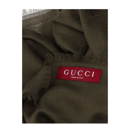 Wool and Silk Jacquard Shawl in Forrest Green - Image 2