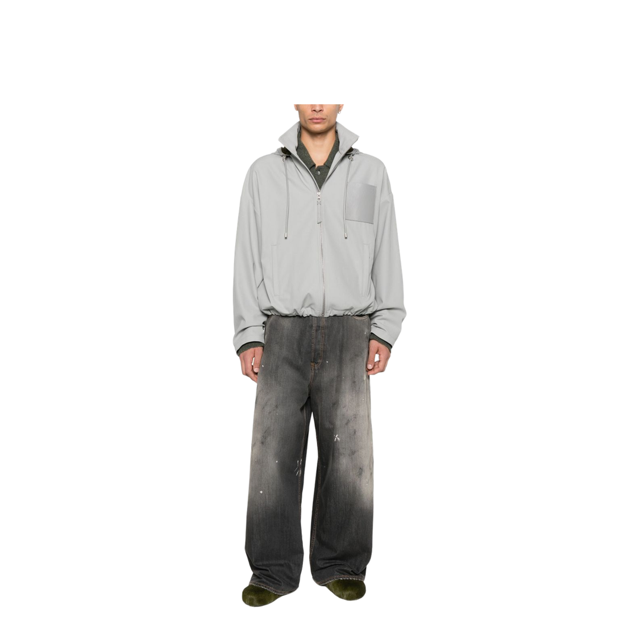 Hooded Jacket in Cotton Grey - Image 3