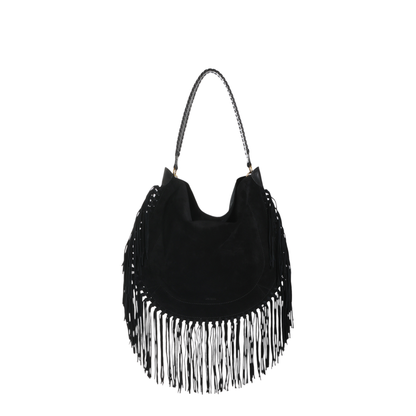 Fringe Square Basket Calfskin Bag - Black - Image 2