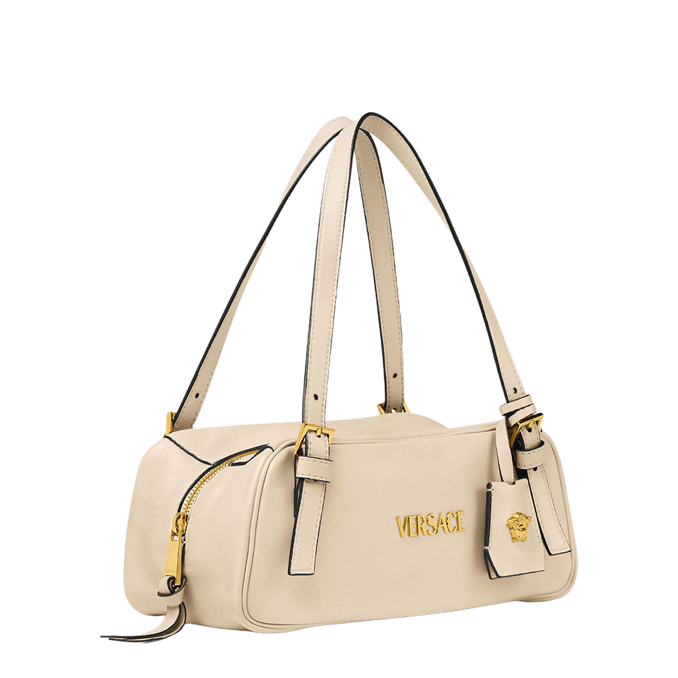 Tag Bowling Hand Bag Leather Beige - Image 2