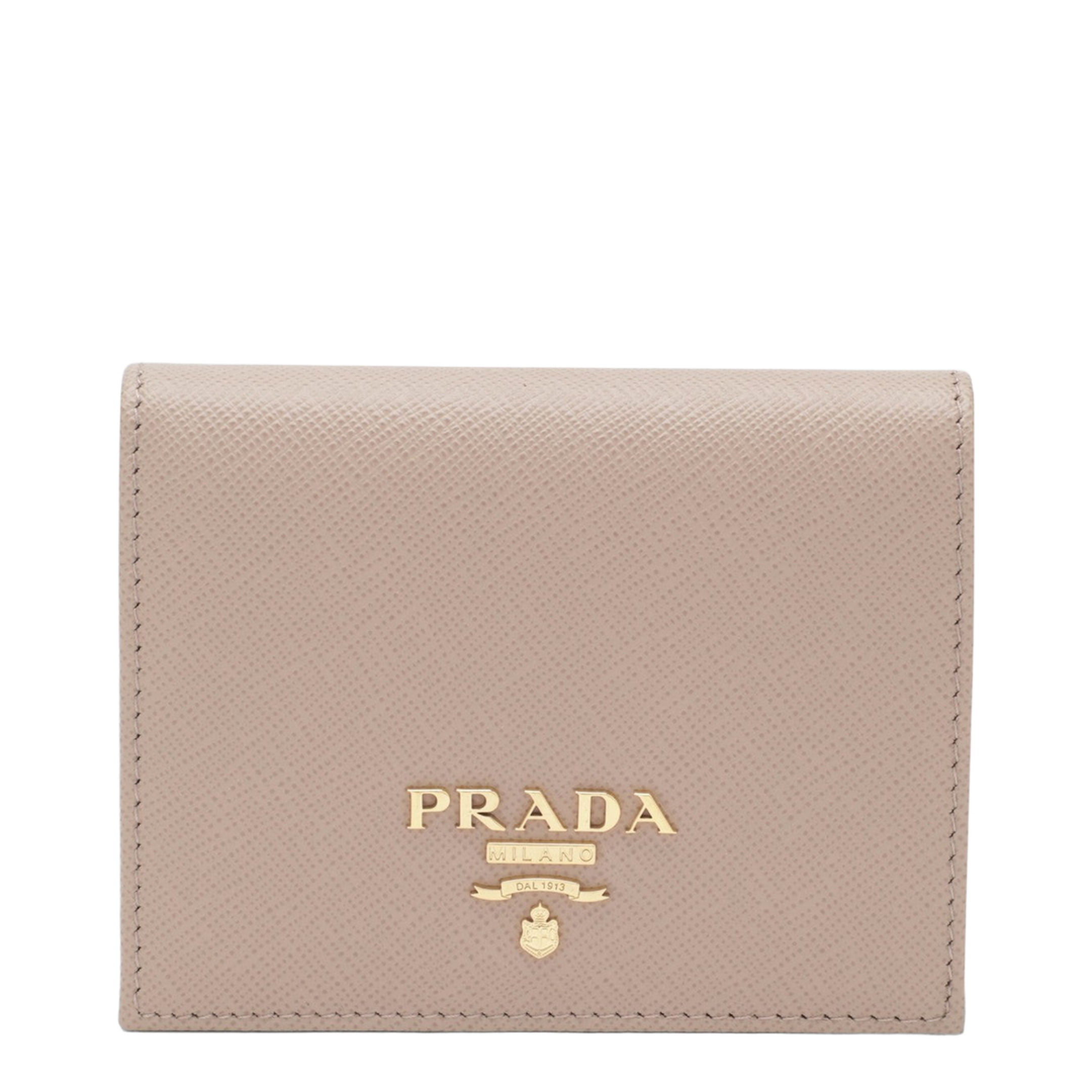 Logo Plque Saffiano Leather Wallet, Gold Hardware - Image 1