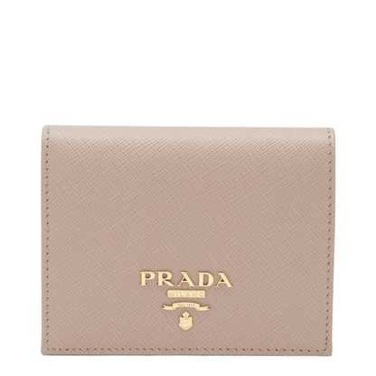 Logo Plque Saffiano Leather Wallet, Gold Hardware - Image 1