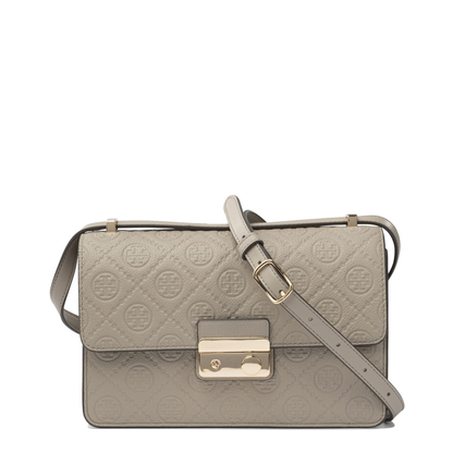 T Monogram Pebbled Leather Shoulder Bag - Chicory Brown - Image 1