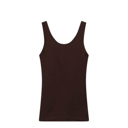Ribbed Cotton Top with Triangle Logo in Cocoa - Image 2