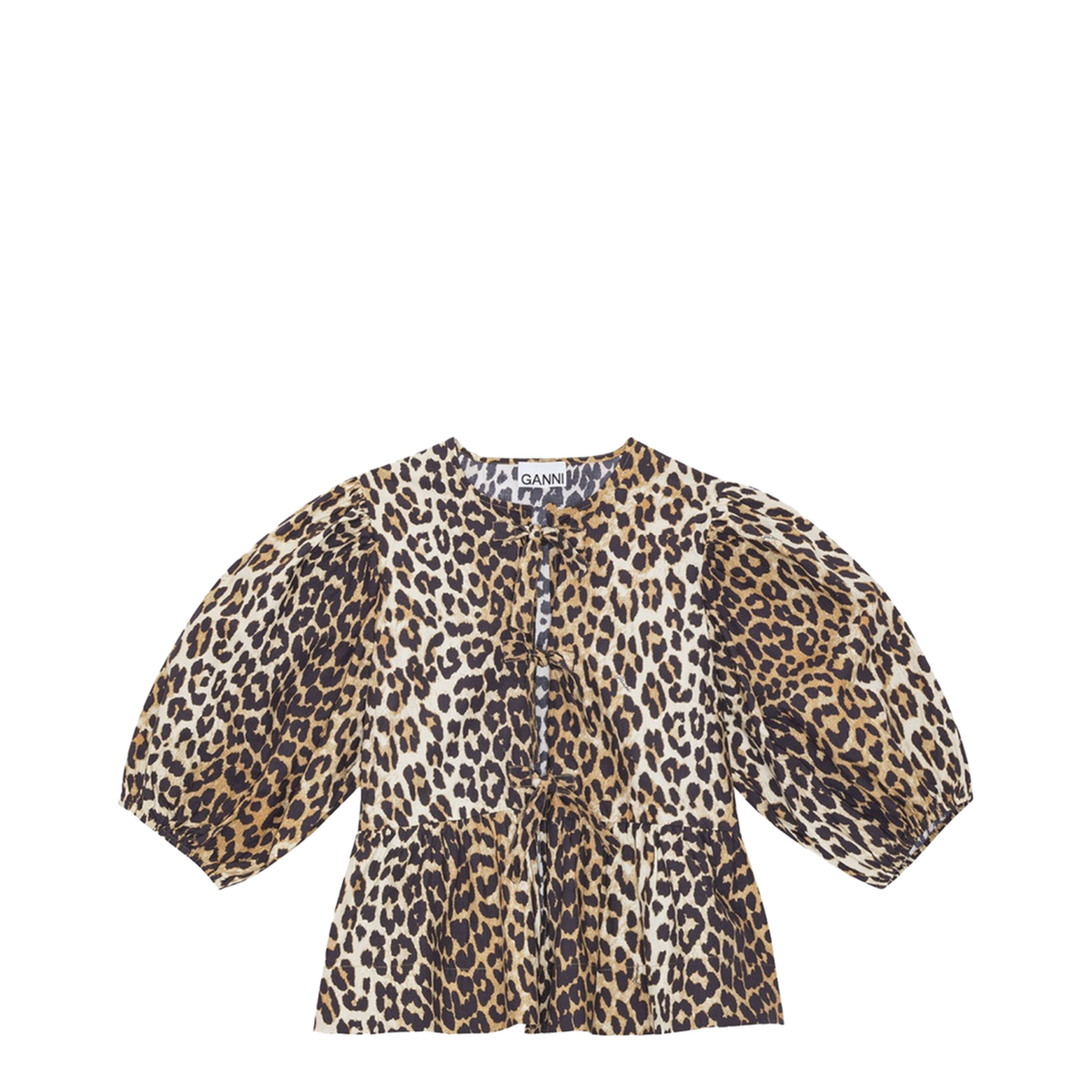 Printed Cotton Poplin Peplum Blouse Shirt - Image 1