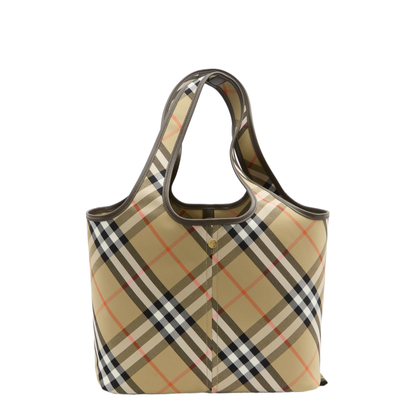 Embroidered Canvas Small Check Shopping Bag - Image 5