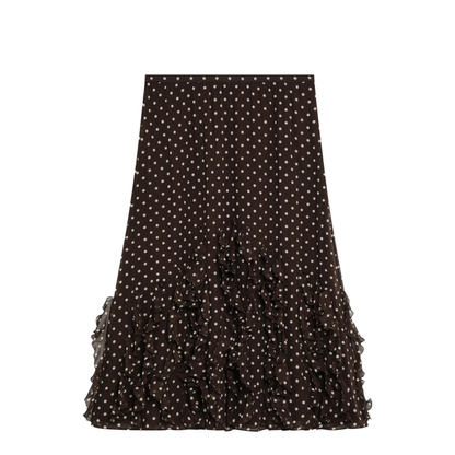 Brown Silk Skirt with Plusdepois Motif - Image 1