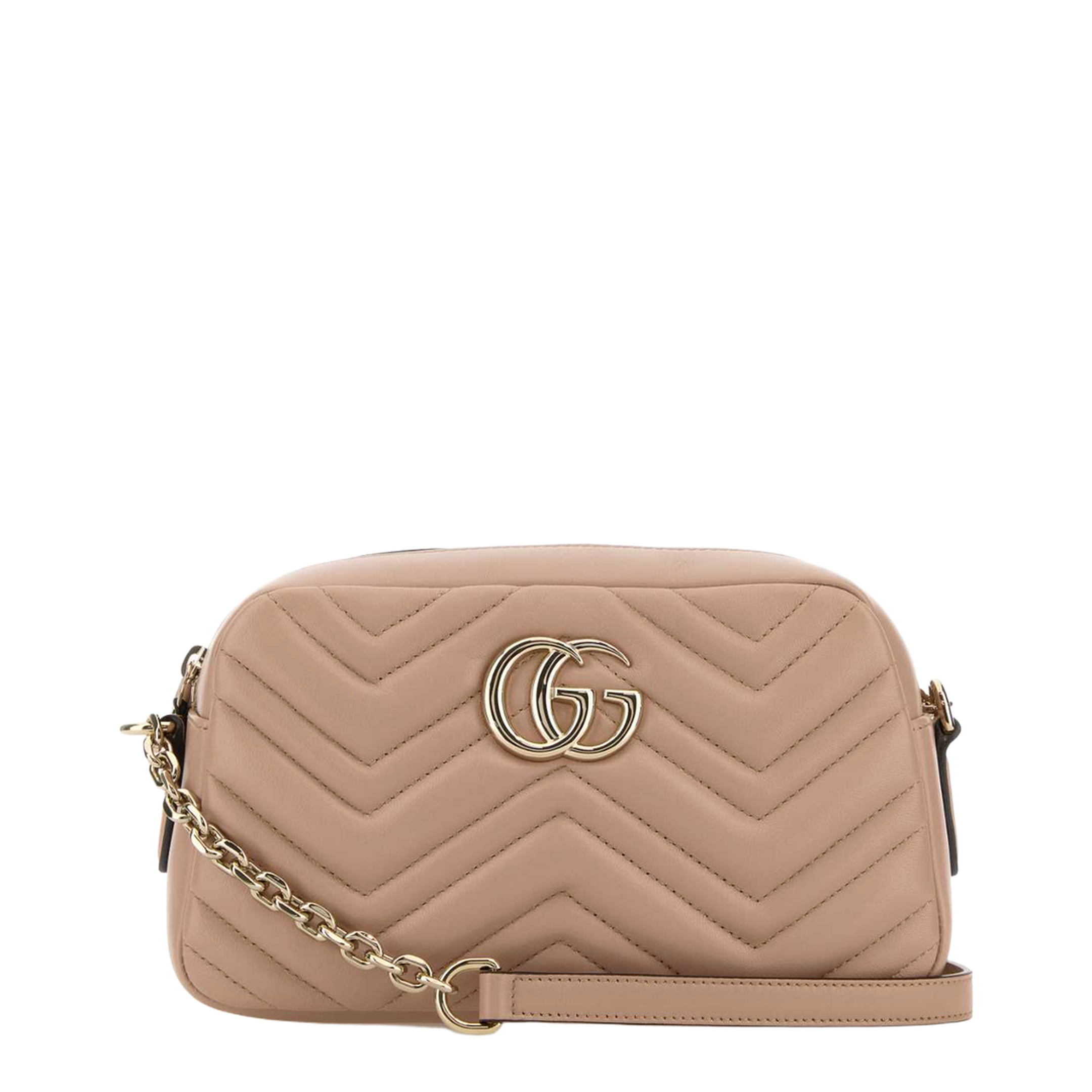 Small Camera Bag in Pink Beige Leather - Image 1