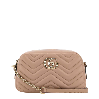 Small Camera Bag in Pink Beige Leather - Image 1