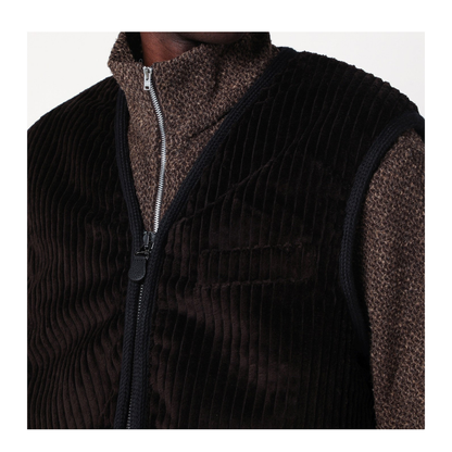 Brown Ribbed Velvet Zip-Up Waistcoat - Image 2