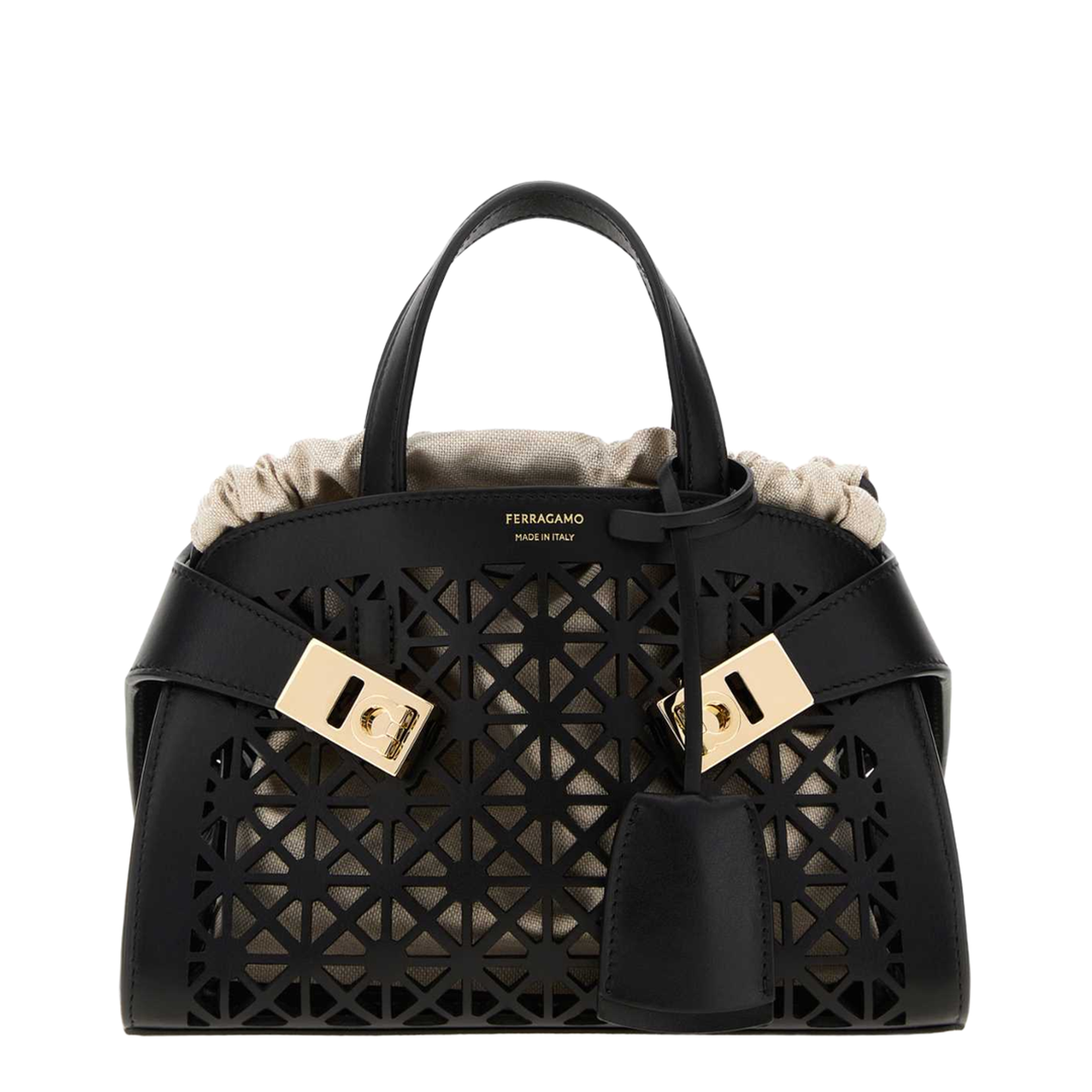 Black Leather Mini Hug Handbag - Image 1